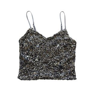 Silver Sequin Crop Tank